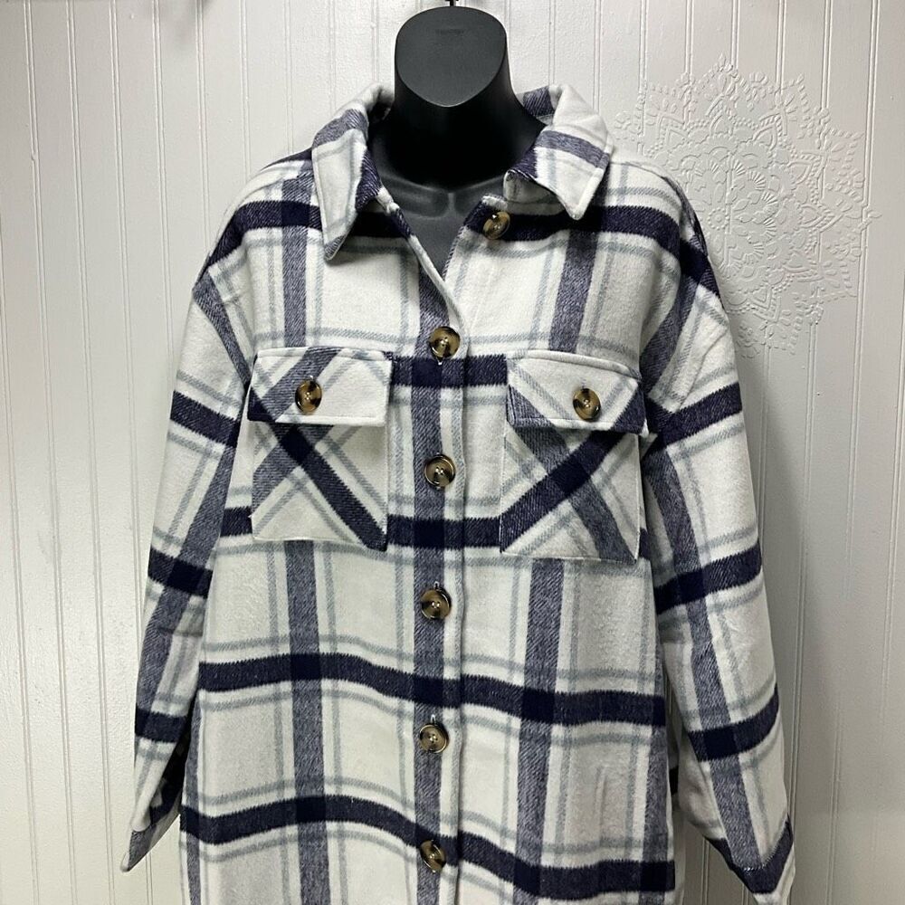 SABRINA LAUREN New York Long Plaid Jacket - Picture 2 of 6